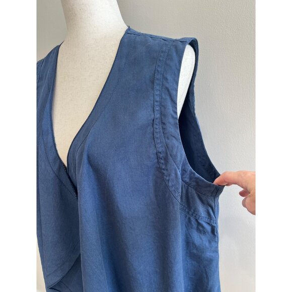 Chicos Asymmetrical Hem Vest Womens 2 Blue 100% Lyocell - Picture 2 of 8